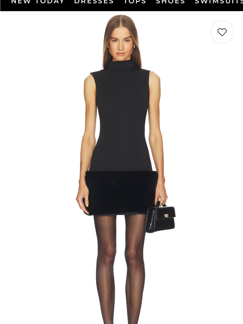 REVOLVE Sleeveless Black Mini Dress with Faux Fur Hem